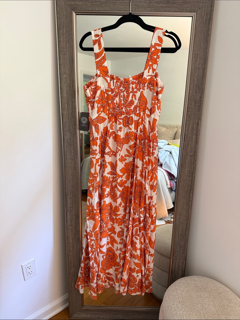 Vince Camuto Orange and White Floral Maxi Dress Size Large NWT - Picture 4 of 5